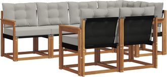 vidaXL Conjunto De Sof&aacute;s De Exterior 7 Uds. Natural Y Gris Claro Vidaxl