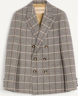 Valentino Valentino double-breasted wool jacket with check pattern