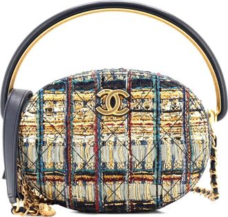Chanel Paris-New York Oval Camera Case Quilted Tweed Small crossbody bag - Blauw