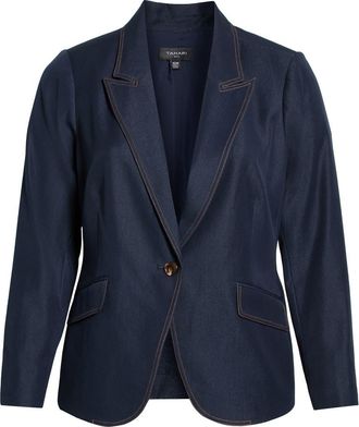 Tahari by ASL Denim Blazer in Dark Denim at Nordstrom, Size 18W