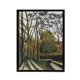 Artery8 The Banks of the Bievre Rousseau Vintage Black Framed Canvas Wall Art in Green | Size: W24 x H32