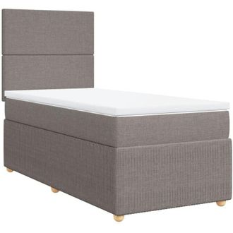 vidaXL Cama Box Spring Con Colch&oacute;n Tela Gris Taupe 80x200 Cm Vidaxl