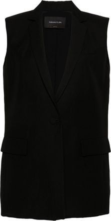Fabiana Filippi single-breasted vest - women - Linen/Flax/Viscose/Acetate/Silk - 38 - Black
