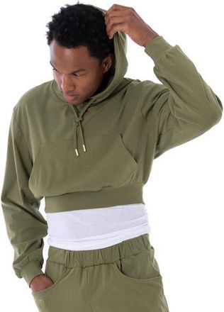 Dai Moda Eco Crop Workout Hoodie in Army at Nordstrom, Size Xx-Large