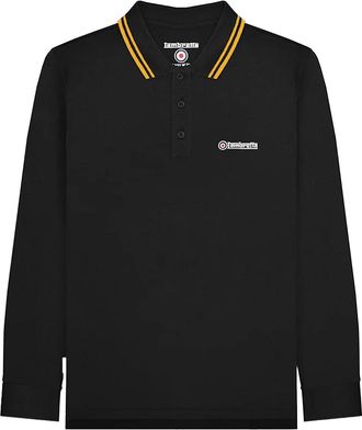 Lambretta Heren Poloshirt met lange mouwen (Zwart)