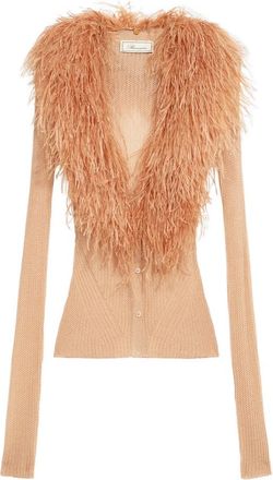 Blumarine Feather-collar Cardigan
