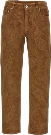 Etro Brown Paisley Velvet Pants