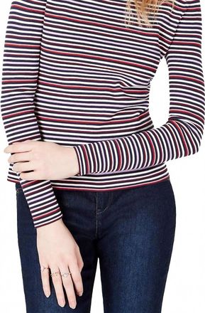 Maison Jules Striped Crew Neck Sweater In Blue Notte Combo