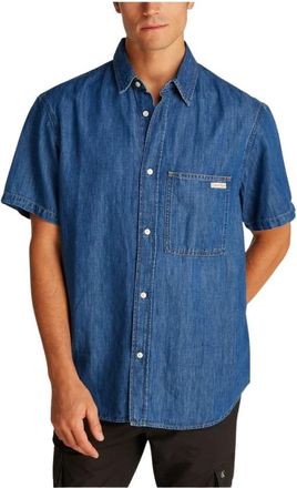 Calvin Klein Jeans Overhemden, Heren, Blauw, L, Denim, Regular SS Denim J30J327178 Shirt
