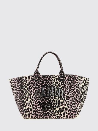 Ganni Borsa XXL Tote Ganni in canvas stampa animalier