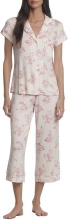 Eberjey Gisele Printed Short Sleeve Cropped Pajamas in Rose Garden/Pale Pink at Nordstrom, Size X-Small
