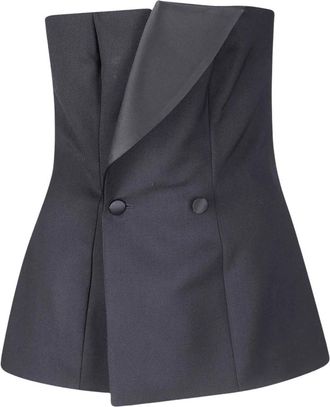 P.A.R.O.S.H. Bustier Smoking Top - Dames - Tops zonder mouwen - Zwart - S - Tops