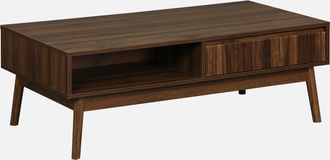 Sweeek Sweeek - Mesa De Centro Con Decoraci&oacute;n De Madera, 1 Caj&oacute;n, Linear, Madera Oscura, 110x59x39 Cm