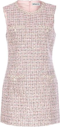 Self Portrait Textured Sleeveless Dress With Fitted Silhouette