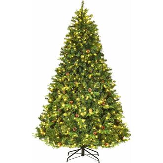 Costway Costway Luz Led &Aacute;rbol De Navidad Artificial 225cm Con Soporte Met&aacute;lica Material Decoraci&oacute;n Para Navidad Hogar Fiesta Verde