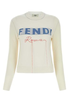 Fendi Ivory Stretch Cashmere Blend Sweater
