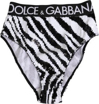 Dolce & Gabbana Womens Black White Stripes High Waist Panty Underwear And El+pl Clothing
