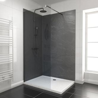 Aurlane Pacco di 2 Pannelli Murali Pietra Ardoise 90+120x210 cm con Profili nero opaco - stoneit