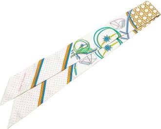 Herm&egrave;s Pre-owned Scarves, female, White, Size: ONE SIZE Pre-owned Silk Scarf