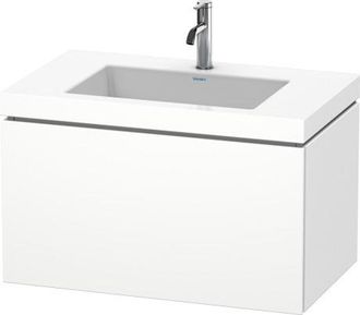 Duravit Lavabo Para Muebles Duravit L-cube C-bonded Con Base, Colgante, 80x48 Cm, 1 Extra&iacute;ble, Sin Rebosadero, 3 Agujeros Para Grifos, Color: Roble Cachemir C