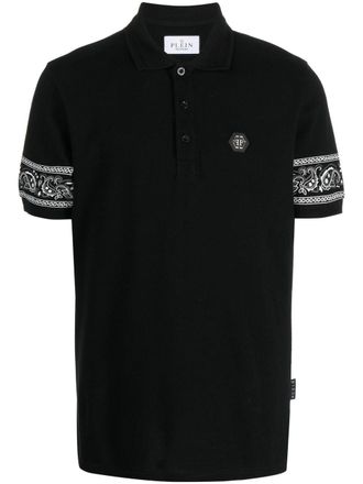 Philipp Plein Polo a maniche corte con stampa bandana - Nero