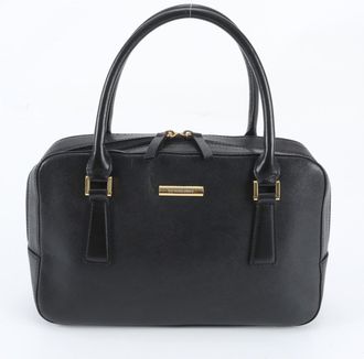 Burberry Black Leather Handbag Tote Bag (Pre-Owned)