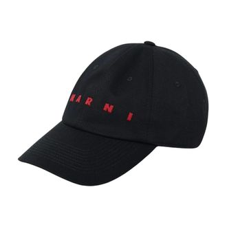 Marni Caps, male, Black, Size: ONE SIZE Embroidered Logo Baseball Cap