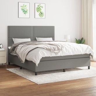 vidaXL Vidaxl - Cama Box Spring Con Colch&oacute;n Tela Gris Oscuro 180x200 Cm