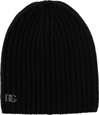 Dolce & Gabbana Gebreide muts met Engelse ribbel - Dames - Hoeden - Zwart - ONE Size - Wol - Accessoires