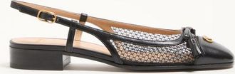 Valentino Garavani Valet Du Roi Slingback Ballerina in Mesh and Kidskin 25mm Wo