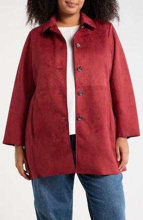 T Tahari Faux Suede Coat in Jam Red at Nordstrom Rack, Size 2X