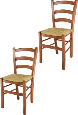 Tommychairs Tommychairs 2 Sillas Venice En Haya Color Cerezo Y Asiento En Paja