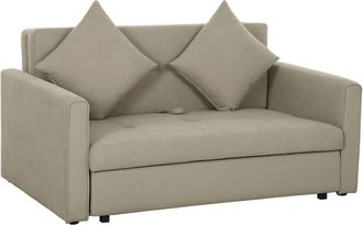 HOMCOM Convertible 2 Seater Sofa Bed with 2 Cushions Storage for Living Room Light Brown - Homcom