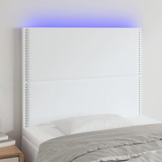 vidaXL Cabecero Con Luces Led Cuero Sint&eacute;tico Blanco 100x5x118/128 Cm Vidaxl