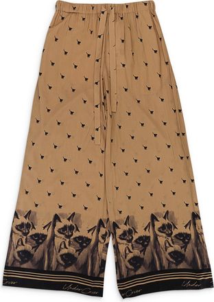 Undercover CAT BEIGE BLACK WIDE LEG PANTS