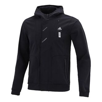 adidas Printing Logo Sports Hooded Jacket Black HE5116