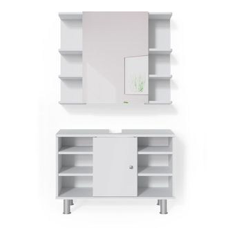 Vicco Conjunto De Muebles De Ba&ntilde;o Fynn, Blanco, 2 Partes, Armario Bajo 80 Cm