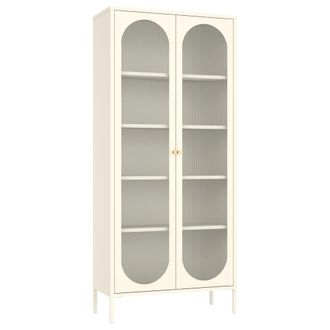 Happy Garden Armario de metal blanco y vidrio 180cm