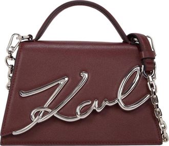 Karl Lagerfeld Essentials Schoudertas - Dames - Handtassen - Paars - ONE Size - Leer - Tassen