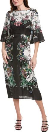 Marchesa Twill High Neck Empire A-Line Midi Dress
