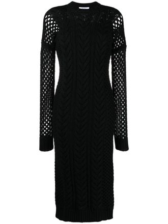 Max Mara Midi-jurk met mesh vlakken - Zwart