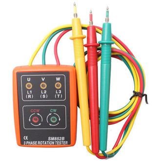 OEM Probador De Rotaci&oacute;n De Medidor Trif&aacute;sico Ac60v-600v, Equipado Con Pinzas De Cocodrilo Y Un Probador Con Zumbador Y Pantalla Led - Crezuo