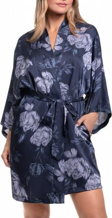 Midnight Bakery Floral Satin Robe in Amelia Blue at Nordstrom, Size X-Small/small