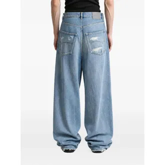 Balenciaga Wide-Leg Faded Cotton Denim Jeans - Blue