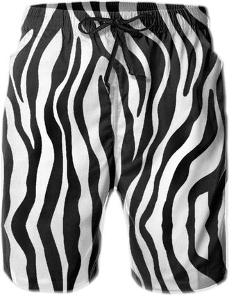 AOOEDM Black and White Zebra Print Swim Trunks Quick Dry Board Shorts with Mesh Lining Beach Shorts Printed Shorts Swimwear
