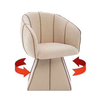 Urban Meuble Sill&oacute;n giratorio 360&deg; en tela chenilla beige claro, respaldo alto