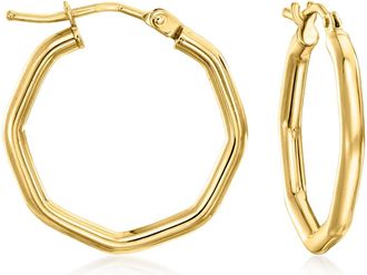 Ross-Simons Italian 14kt Yellow Gold Octagonal Hoop Earrings