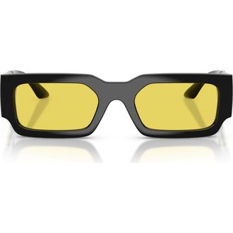 Versace 54mm Rectangular Sunglasses in Black /Yellow at Nordstrom