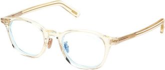 Tom Ford Eyeglasses Round Full Rim, Transparent Yellow Frame And Clear Blue Light Block Lens Ft5858-D-B039