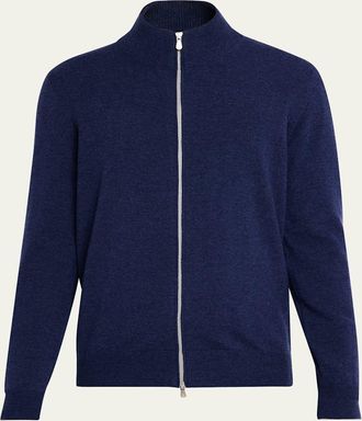 Brunello Cucinelli Mens Cotton and Cashmere Full-Zip Sweater